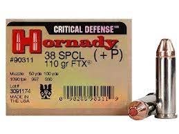 HORNADY CRITICAL DEFENSE AMMUNITION - 38 SPECIAL - 110 GRAIN FTX HORNADY CRITICAL DEFENSE AMMUNITION - 38 SPECIAL - 110 GRAIN FTX