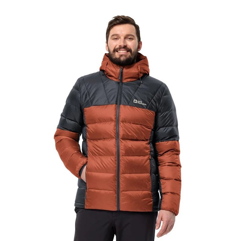 JACK WOLFSKIN NEBELHORN DOWN HOODY M CARMINE Outdoor Gear For Sale