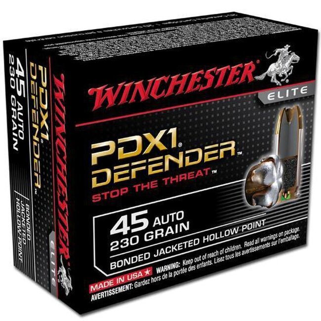 WINCHESTER DEFENDER ELITE 45 AUTO 230GR PDX1 BJH 20CT WINCHESTER DEFENDER ELITE 45 AUTO 230GR PDX1 BJH 20CT